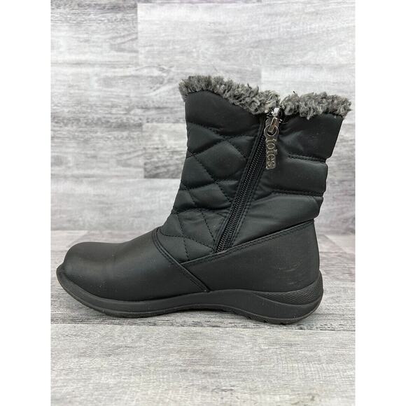 Totes Womens Insulated Quilted Winter Boots Size 6M Black With Faux Fur Trim - Picture 6 of 8